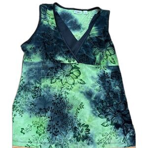 Cato Blouse Women's Medium Green Black Tank Sleeveless V Neck Witchy Fairy y2k